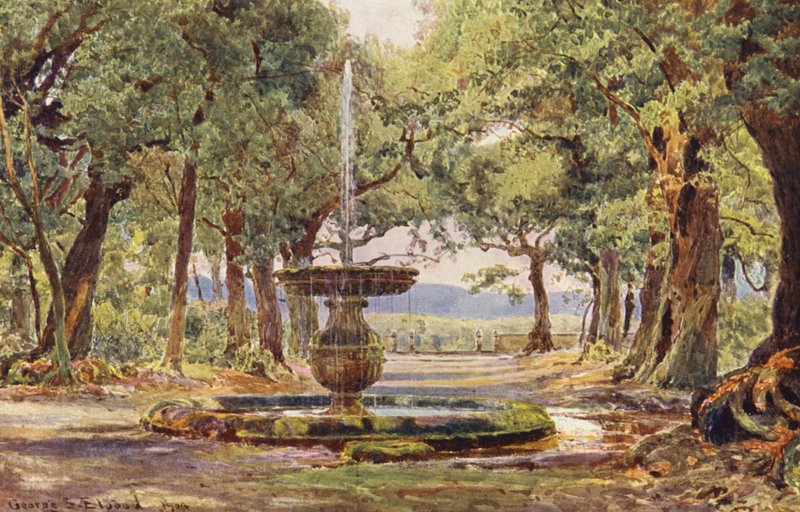Olasz kertek: Villa Conti (színes litográfia) alkotó: George Samuel Elgood