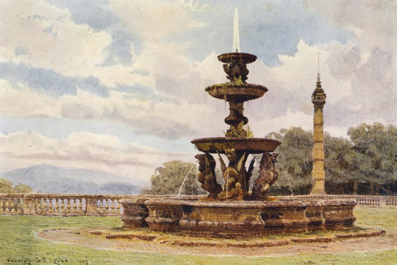 Olasz kertek: Villa Mondragone (színes litográfia) alkotó: George Samuel Elgood