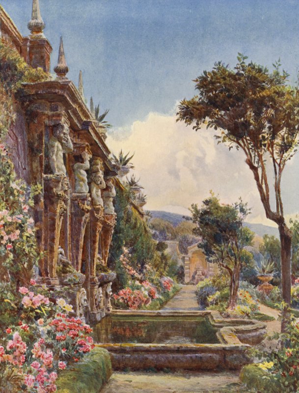Olasz kertek: Villa Imperiali (színes litográfia) alkotó: George Samuel Elgood