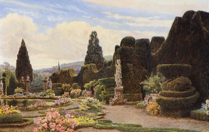 Olasz kertek: Garzoni Villa Parterre (színes litográfia) alkotó: George Samuel Elgood
