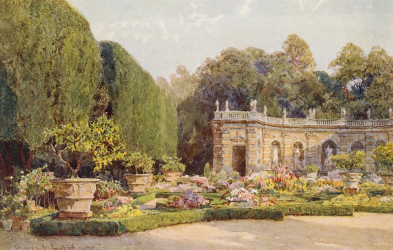 Olasz kertek: Lancellotti villa (színes litográfia) alkotó: George Samuel Elgood