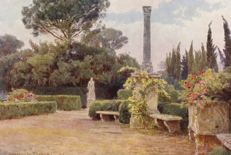 Olasz kertek: Villa Medici (színes litográfia) alkotó: George Samuel Elgood