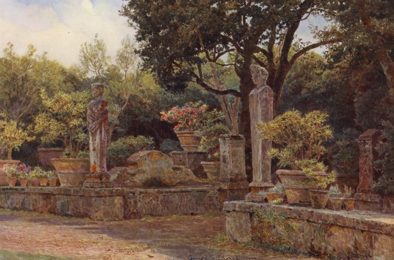 Olasz kertek: Villa Piatti (színes litográfia) alkotó: George Samuel Elgood