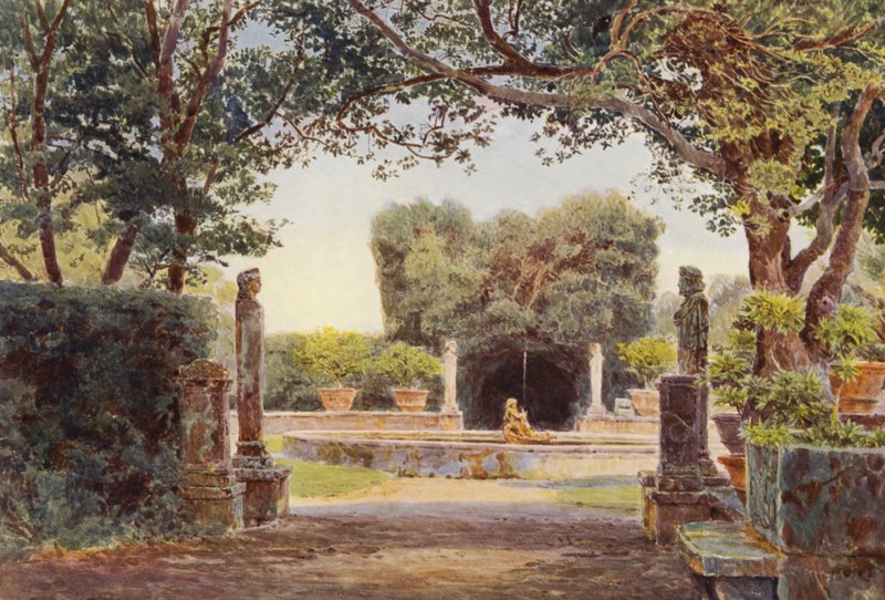Olasz kertek: Villa Piatti, The Bay Walk (színes litográfia) alkotó: George Samuel Elgood