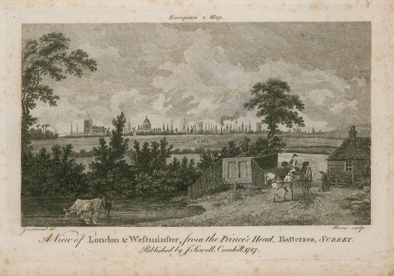 Kilátás Londonra és Westminsterre, a Princes Head felől, Battersea, Surrey alkotó: George Samuel Elgood