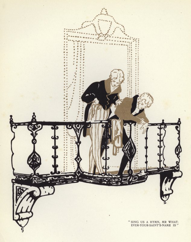 Illusztráció A boldog képmutatóhoz, Max Beerbohm (színes litó) alkotó: George Sheringham