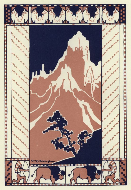 Azon az éjszakán, amikor az egész falu aludt, a fiú a hegy lábához ment (színes litho) alkotó: George Sheringham