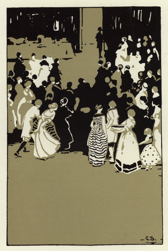 Az éjszaka mindig nagy vidámság és lakomák jegyében telt (színes litho) alkotó: George Sheringham