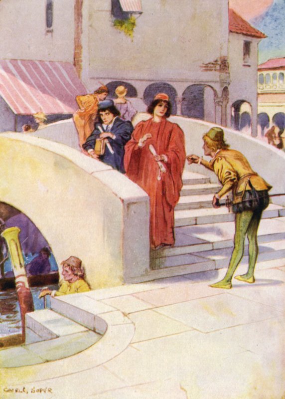 Bassanio Gratianót küldte Portia után a gyűrűvel alkotó: George Soper