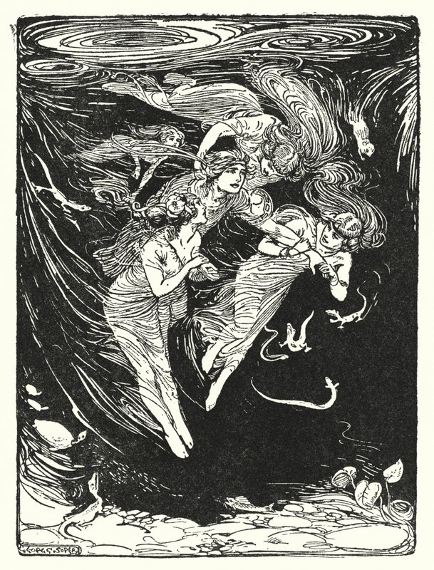 Jason és az argonauták: "A vízi nimfák levitték a tó alá, hogy játszótársuk legyen" (litho) alkotó: George Soper