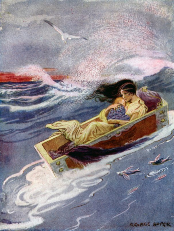 Perseus: "És el, ki a tengerre lebegett az anya és a babája" (színes litho) alkotó: George Soper