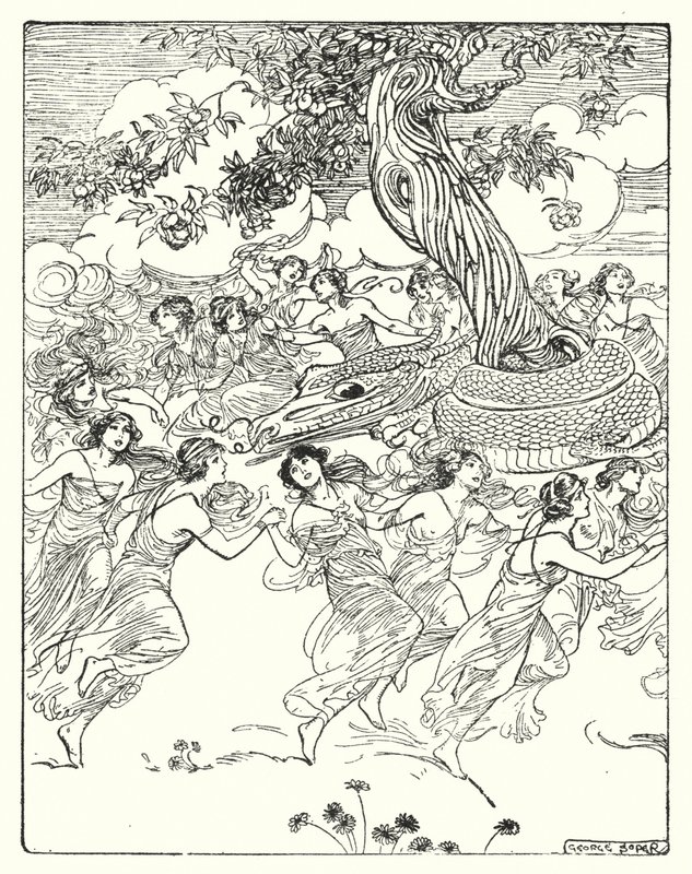 Perseus: "Kéz a kézben táncol a bűbájos fa körül" (litho) alkotó: George Soper