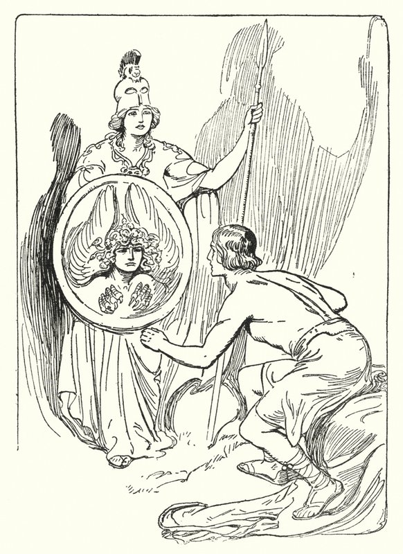 Perseus: "A pajzs tükrében egy arc jelent meg" (litho) alkotó: George Soper