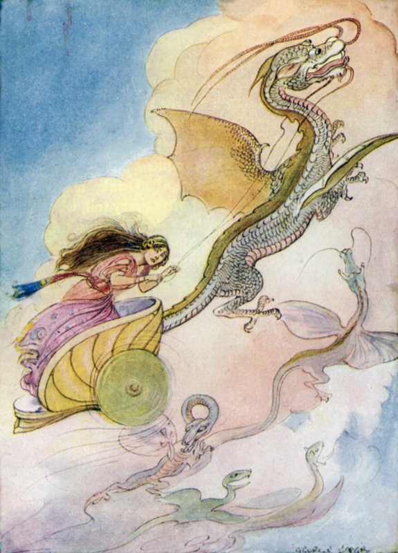 Thészeusz: "Medeia sárkányszekerének hívta" (színes litho) alkotó: George Soper