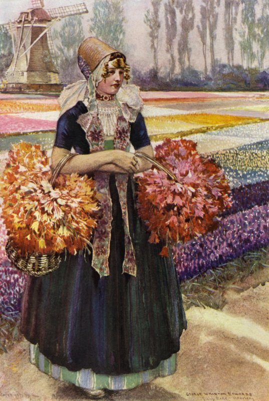 Tulipánmező (színes litó) alkotó: George Wharton Edwards