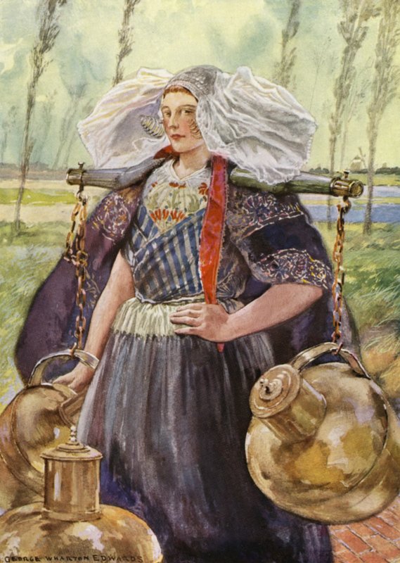 Zeeland tejeslány (színes litó) alkotó: George Wharton Edwards