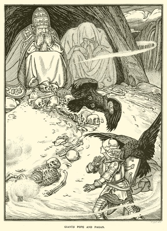Óriások pápa és pogány (metszet) alkotó: George Woolliscroft Rhead