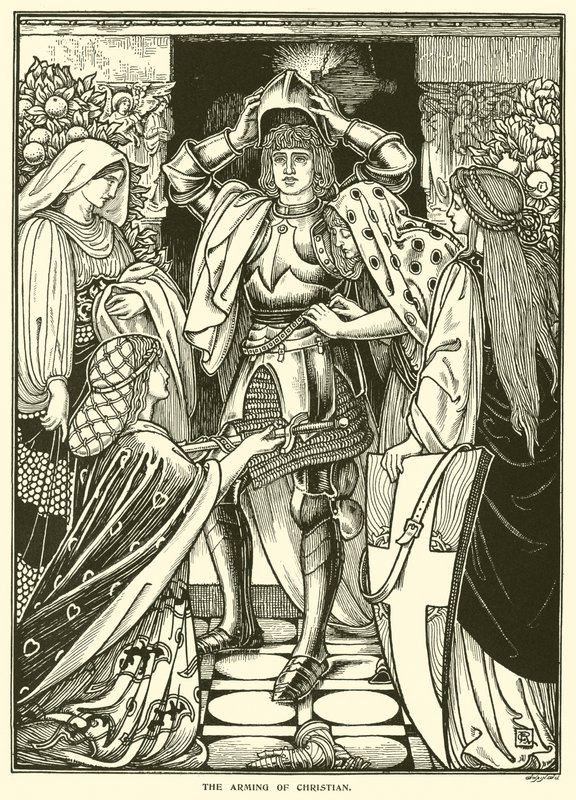 Keresztény felfegyverzése (metszet) alkotó: George Woolliscroft Rhead