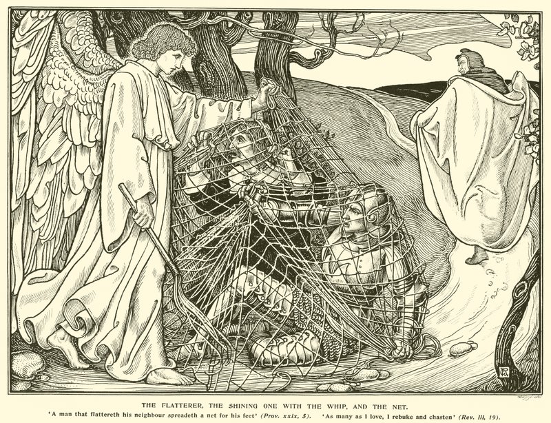 A hízelgő, a Ragyogó ostorral és a Háló (metszet) alkotó: George Woolliscroft Rhead