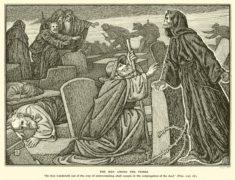 A férfiak a sírok között (metszet) alkotó: George Woolliscroft Rhead