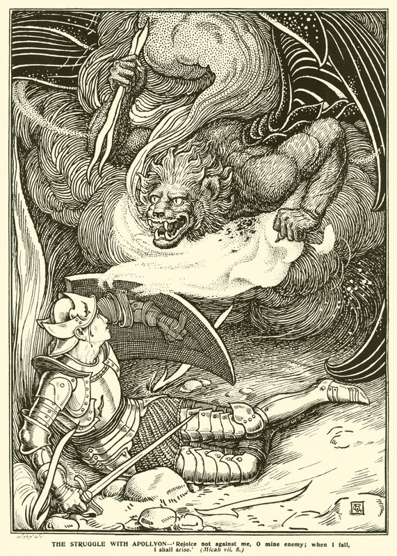 Harc Apollyonnal (metszet) alkotó: George Woolliscroft Rhead