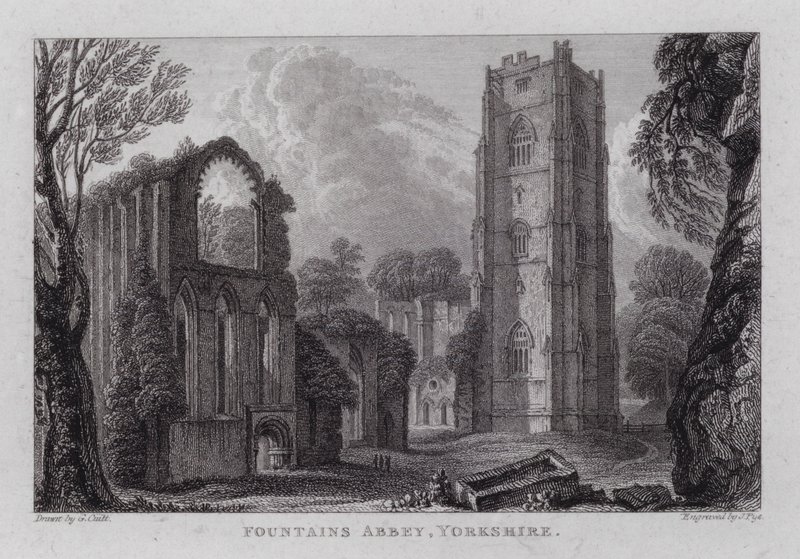 Fountains Abbey, Yorkshire (metszet) alkotó: George the Younger Cuitt
