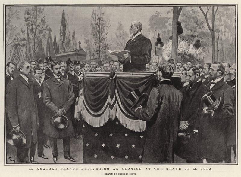 M Anatole France beszédet mond M Zola sírjánál alkotó: Georges Bertin Scott