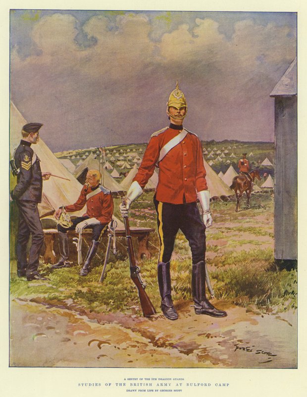 Tanulmányok a brit hadseregről a bulfordi táborban alkotó: Georges Bertin Scott