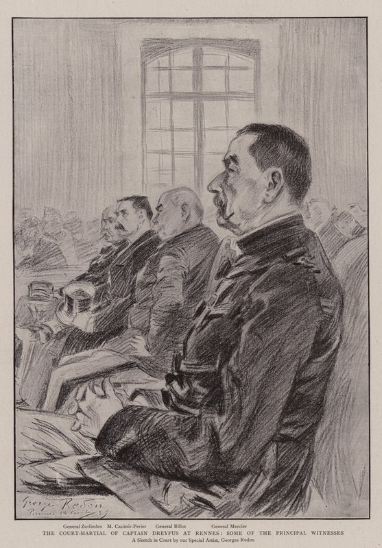Dreyfus kapitány Rennes-i hadbírósága, néhány főtanú alkotó: Georges Redon