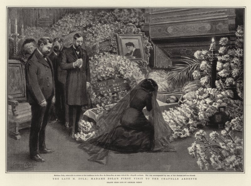 A néhai M Zola, Madame Zola első látogatása a Chapelle Ardente-ban alkotó: Georges Redon