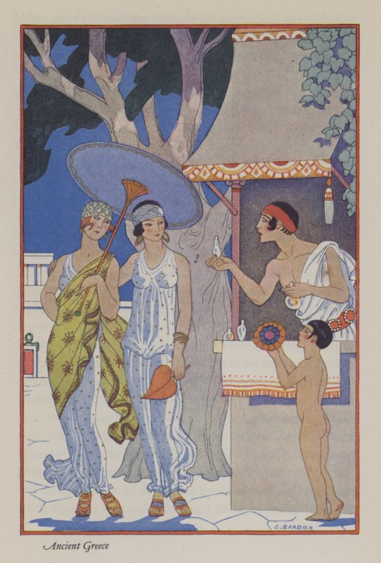 A parfüm romantikája: Az ókori Görögország (színes litho) alkotó: Georges (after) Barbier