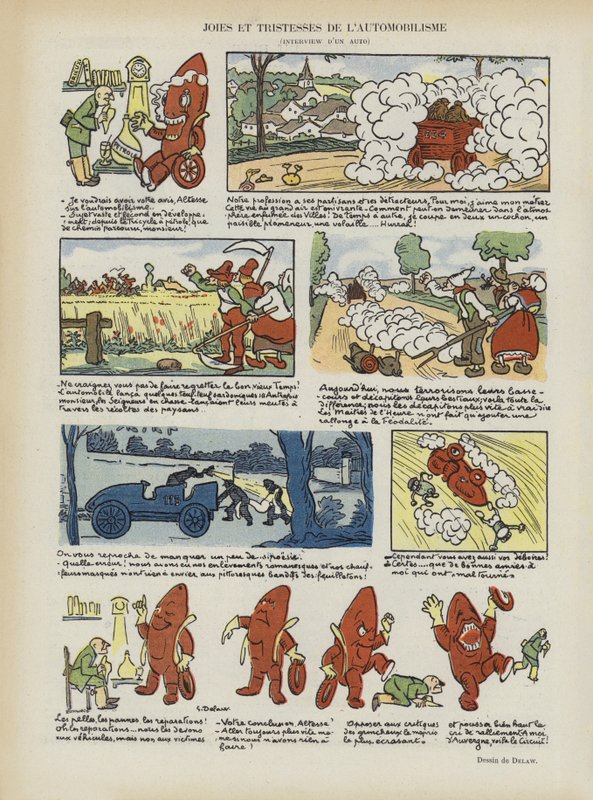 Az autózás örömei és szomorúságai. Illusztráció Le Rire alkotó: Georges Delaw