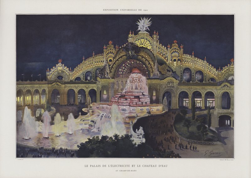 Villamosenergia-palota és vízi kastély a Champ de Marson, Exposition Universelle 1900 alkotó: Georges Felix Garen