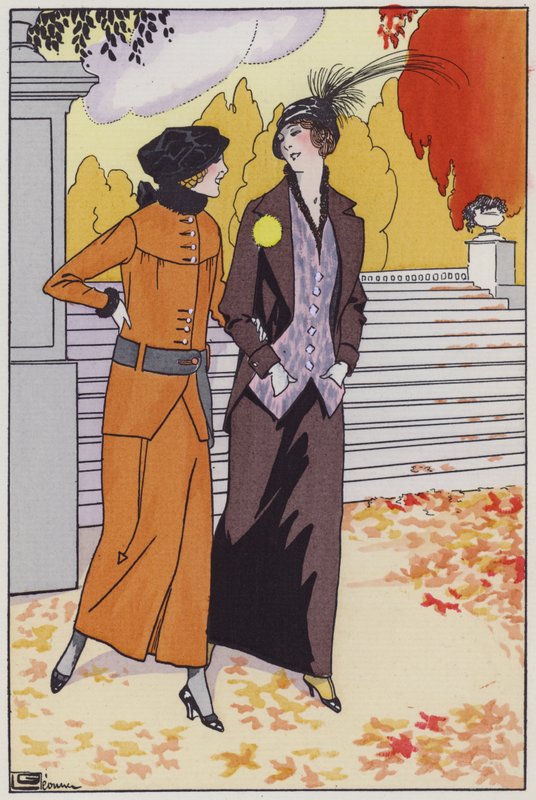 Női divat az 1920-as évekből Augusta Bernard tervezőtől (színes litó) alkotó: Georges Leonnec