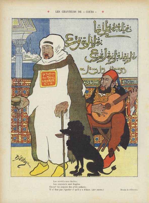 A leváltott marokkói Abdelaziz szultánt és Abdul Hamid oszmán szultánt ábrázoló szatíra II. alkotó: Georges d 1878 1937 Ostoya