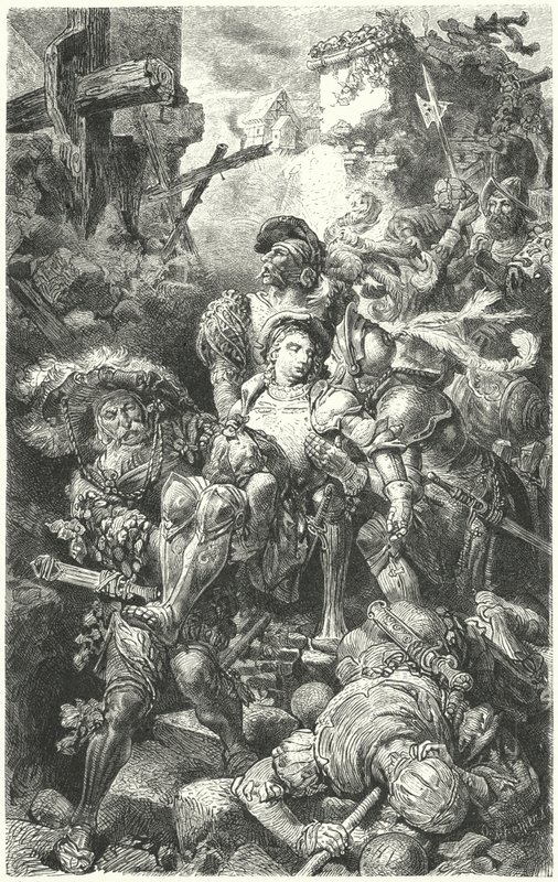 Franz von Sickingen halálosan megsebesült Burg Nanstein ostrománál, 1523 alkotó: German School
