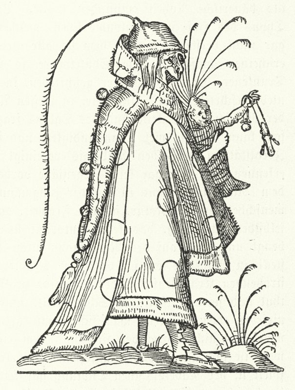 Egy karakter Richard Breton Les Songes drolatiques de Pantagruel (Pantagruel komikus álmai) című könyvéből (metszet) alkotó: German School