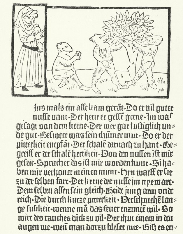 Jelenet a „Der Edelstein” (Az ékszer) című könyvből, Ulrich Boner (metszet) alkotó: German School