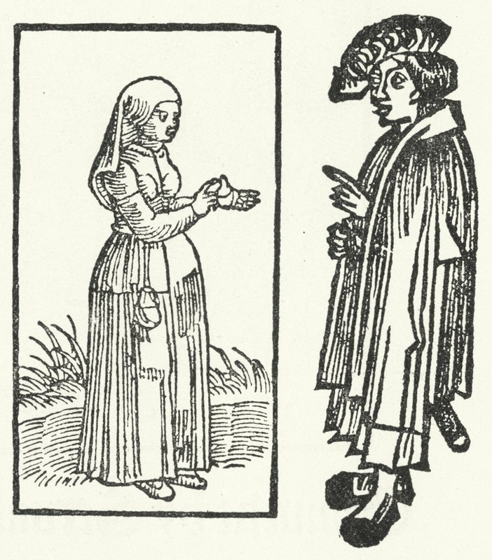 Egy jelenet fametszete Till Eulenspiegel történetéből. (metszés) alkotó: German School