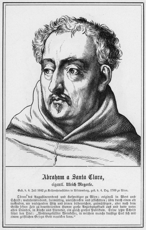 Abraham és Santa Clara, sajátos Ulrich Megerle (metszet) alkotó: German School