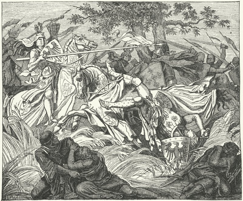 A német Adolf elesik a golheimi csatában alkotó: German School