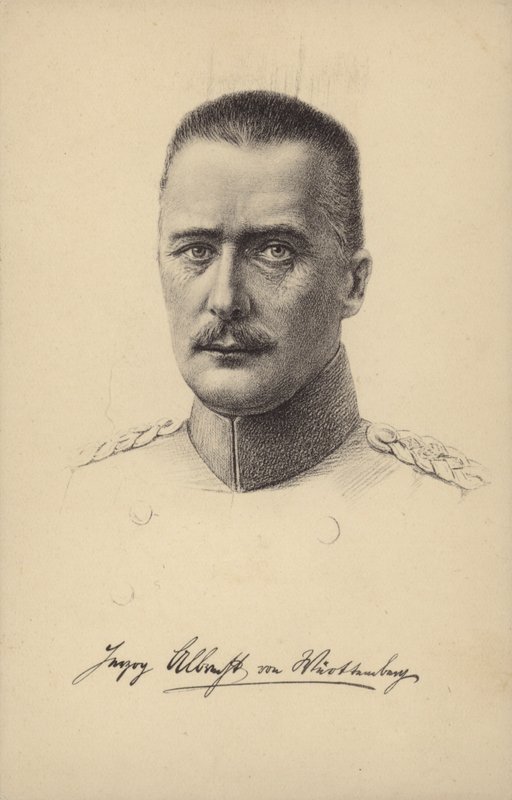 Albrecht, Württemberg hercege, német herceg és tábornok az első világháborúban (litográfia) alkotó: German School