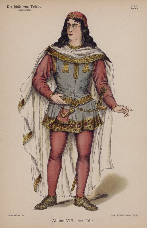 VIII. Alfonso, a Nemes a Die Judin von Toledo-ból (A toledói zsidónő), Franz Grillparzer (színes litó) alkotó: German School