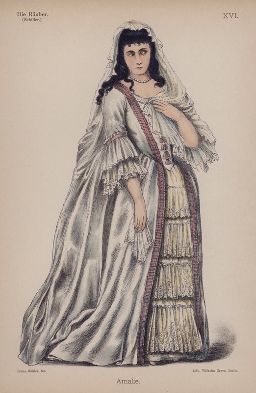 Amalie, a Die Rauberből (A rablók) Friedrich Schillertől (színes litó) alkotó: German School