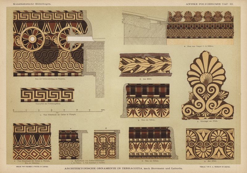 Építészeti ornamentika terrakotta színben (színes litó) alkotó: German School
