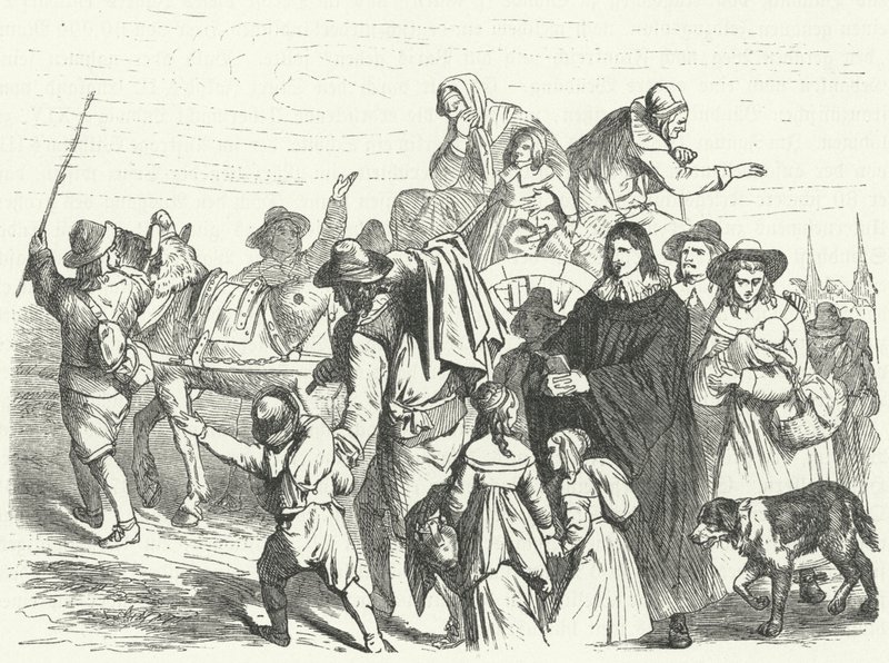 Francia hugenotta bevándorlók érkezése Brandenburgba, miután Frigyes Vilmos választófejedelem 1685-ben kiadta a potsdami ediktumot (metszet) alkotó: German School