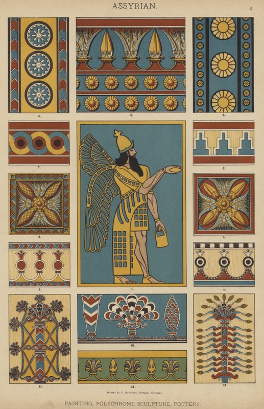 asszír, festészet, polikróm szobrászat, kerámia (színes litó) alkotó: German School