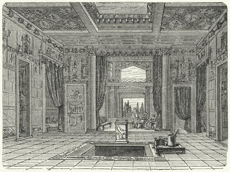 A Casa di Sallusti átriuma és tablinuma, Róma (metszet) alkotó: German School