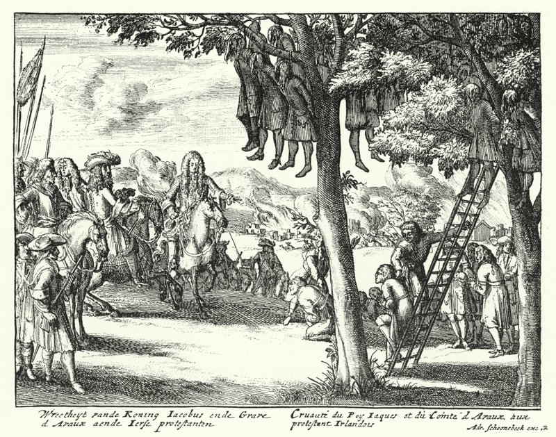 II. Jakab és a Comte d"Avaux által elkövetett atrocitások az ír protestánsok ellen, 1689 alkotó: German School