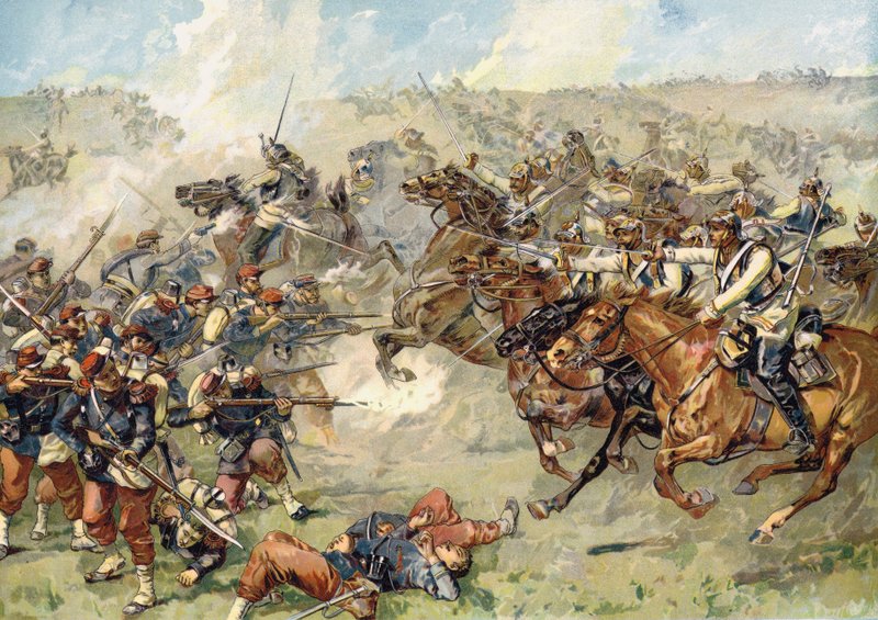 Porosz páncélosok támadása Vionville-ben, Mars-le-Touri csata, 1870. augusztus 16. alkotó: German School